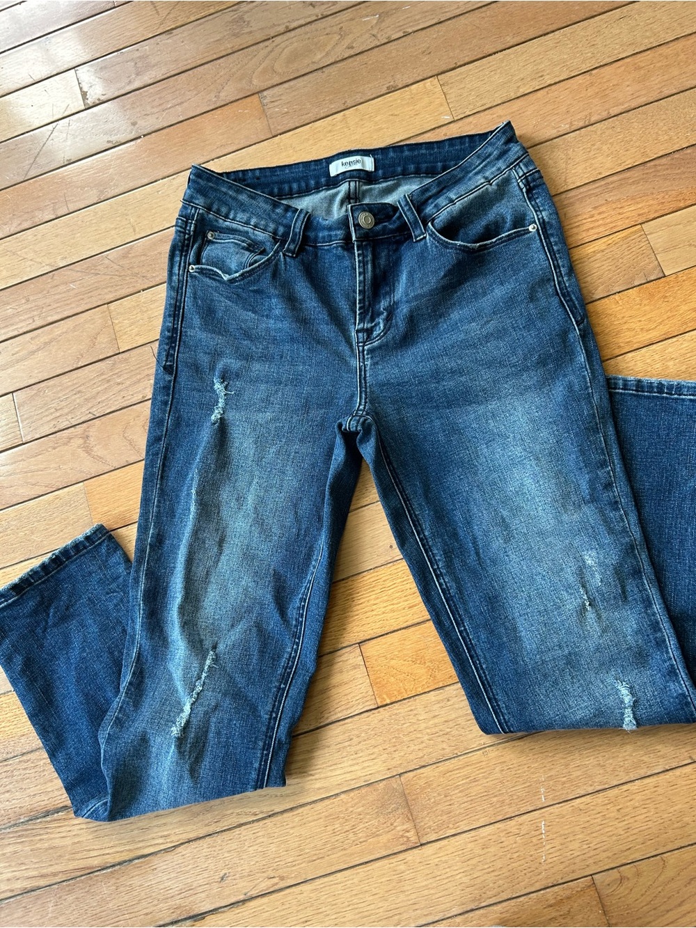 LNC Kensie The Effortless distressed skinny crop jeans